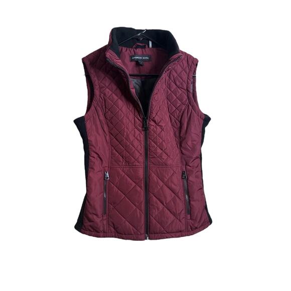 Andrew Marc Vest Women's Size L Red Burgundy Puffer Quilted Zipper Pockets - Picture 5 of 10